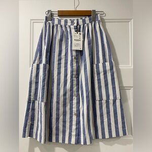 Zara skirt , blue and white stripped